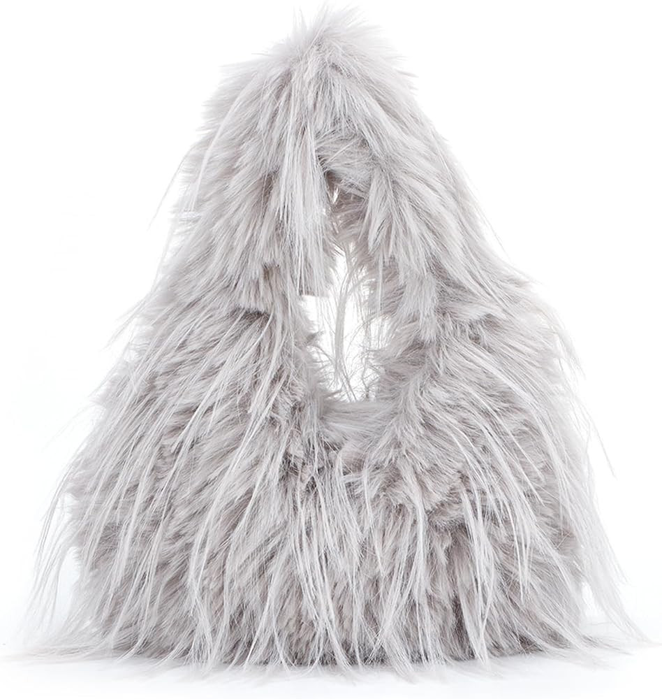 Oweisong Faux Fur Tote Bag for Women Y2K Fluffy Handbag Purse Small Cute Plush Shoulder Bag Furry... | Amazon (US)