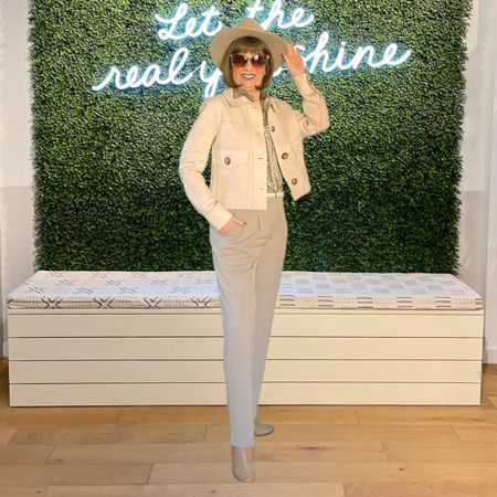 LET THE REAL YOU SHINE!!!! Been adding a lot of Neutral Tones to my Spring Wardrobe — Matches everything in my closet….. 
The Cropped Vegan Suede Jacket is now 40% OFF — My Pants + Hat are also on #SALE now!!! Hat would look great at any Festival…. 
#LTKworkwear #LTKunder50 #LTKU #LTKunder100 

#LTKsalealert #LTKSeasonal #LTKFestival