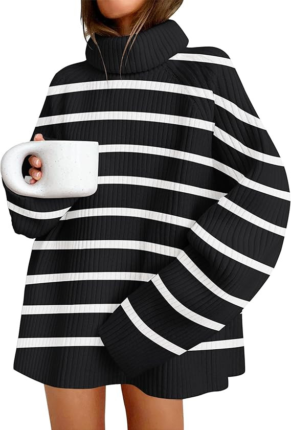 ZESICA Women's 2023 Winter Sweaters Oversized Turtleneck Long Sleeve Chunky Knitted Tunic Pullove... | Amazon (US)
