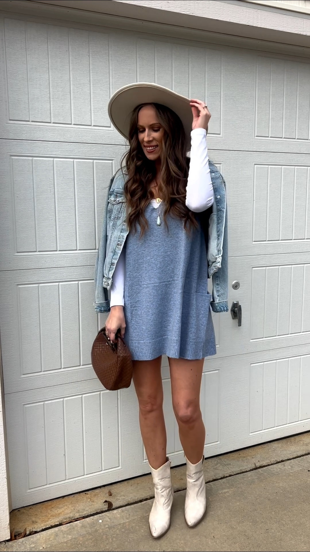 Fall outfit idea 💙

Sweater dress, blue dress, white long sleeve shirt, western boots, denim jacket, brown purse , Amazon fashion 

#LTKFindsUnder50 #LTKStyleTip #LTKSeasonal