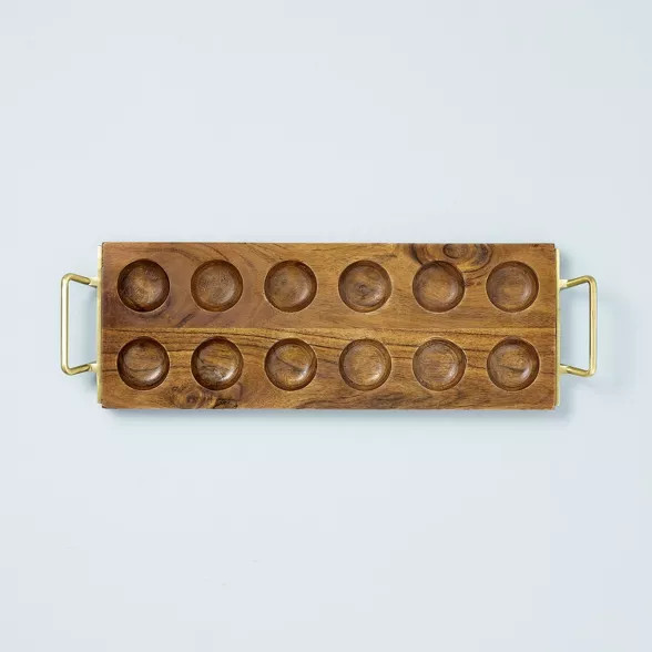 Wood Egg Tray with Metal Handles Brown/Gold - Hearth & Hand™ with Magnolia | Target