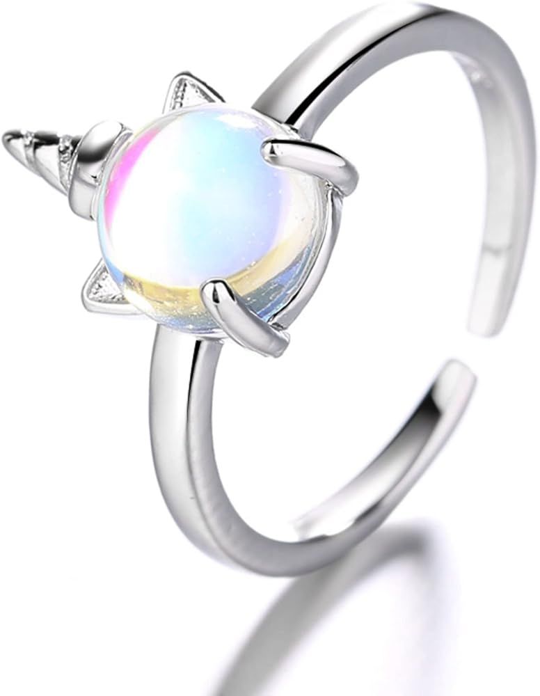 Silver Animal Rings for Women Teen Girls, White Silver Plated Cute Rings for Teen Girls Adjustmen... | Amazon (US)