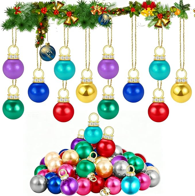 60Pcs Mini Christmas Baubles, Small Christmas Tree Decoration, Mini Christma Decorations UK, 16mm... | Amazon (UK)
