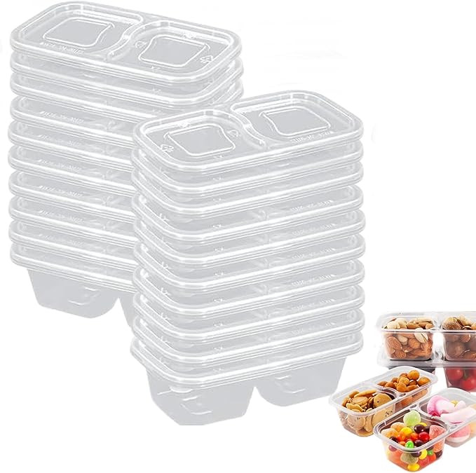 Snack Containers with Lids - 20PCS Reusable Double Compartment Condiment Containers for Portion C... | Amazon (US)