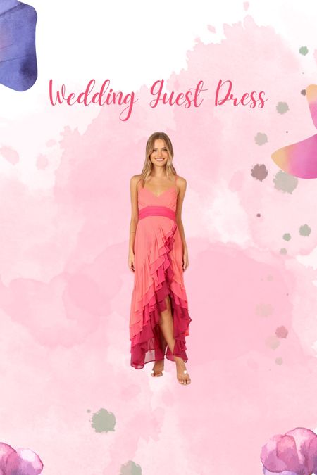 Wedding guest dress 
Tiered maxi dress 
Ruffle dress 
Pink dress 


#LTKSeasonal #LTKStyleTip #LTKFindsUnder100