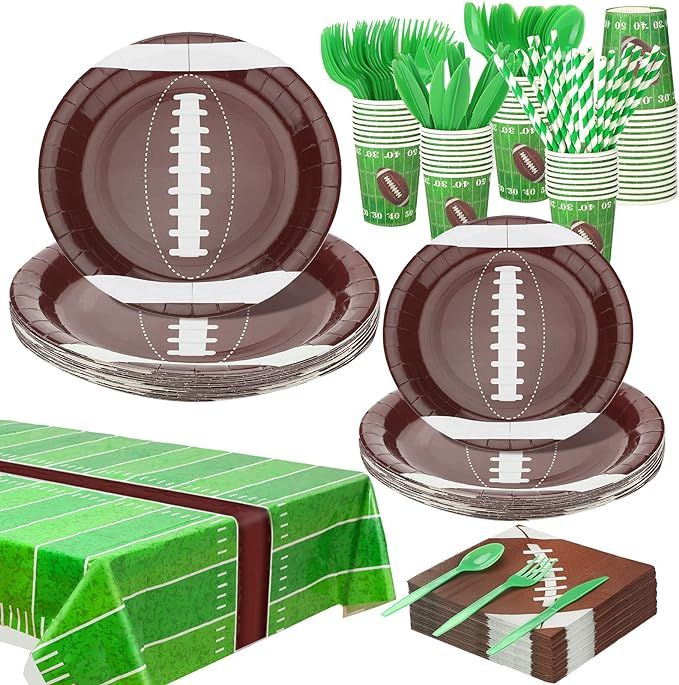 226 Pcs Football Party Supplies Kit Includes Football Napkins Plates Football Table cloth Cups St... | Amazon (US)