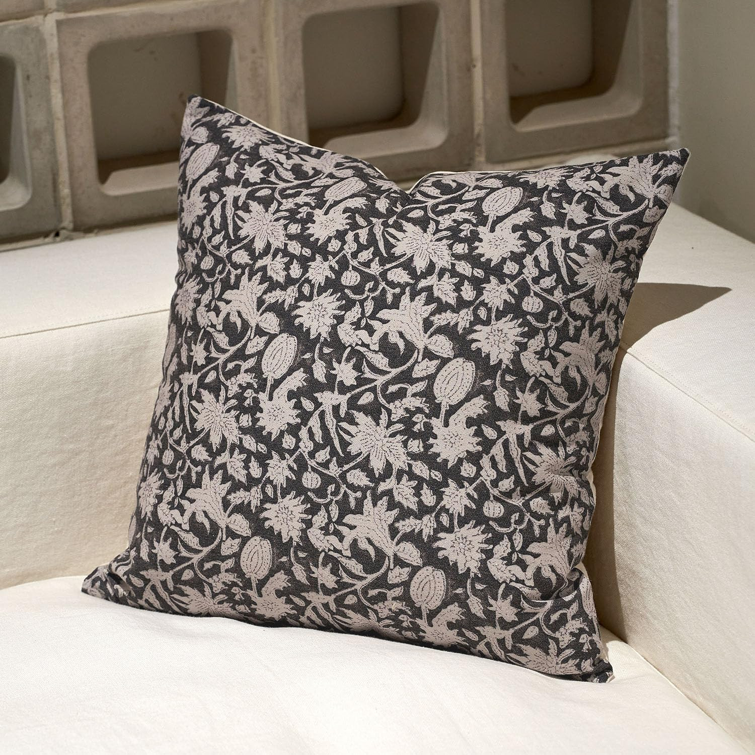 Amor Virisso Throw Pillow Covers 20x20 Floral Pillow Covers Block Print Farmhouse Neutral Pillow ... | Amazon (US)