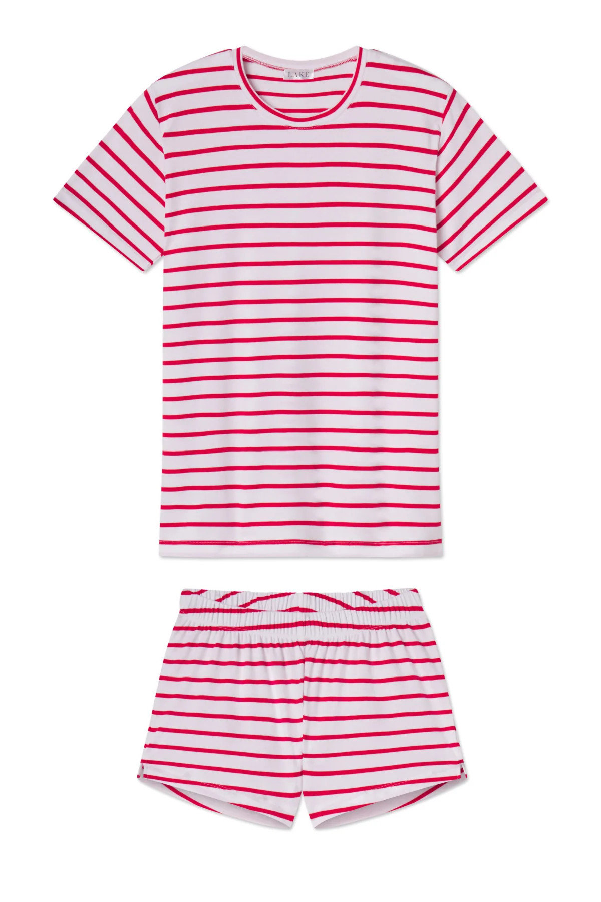 Pima Crew Shorts Set in Classic Red Anchor Stripe | Lake Pajamas
