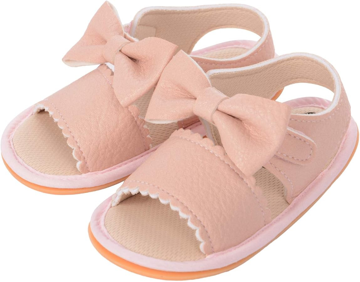 Infant Baby Girls Sandals PU Leather Non-slip Open Toe Summer Sandals Flower Toddler First Walker... | Amazon (US)
