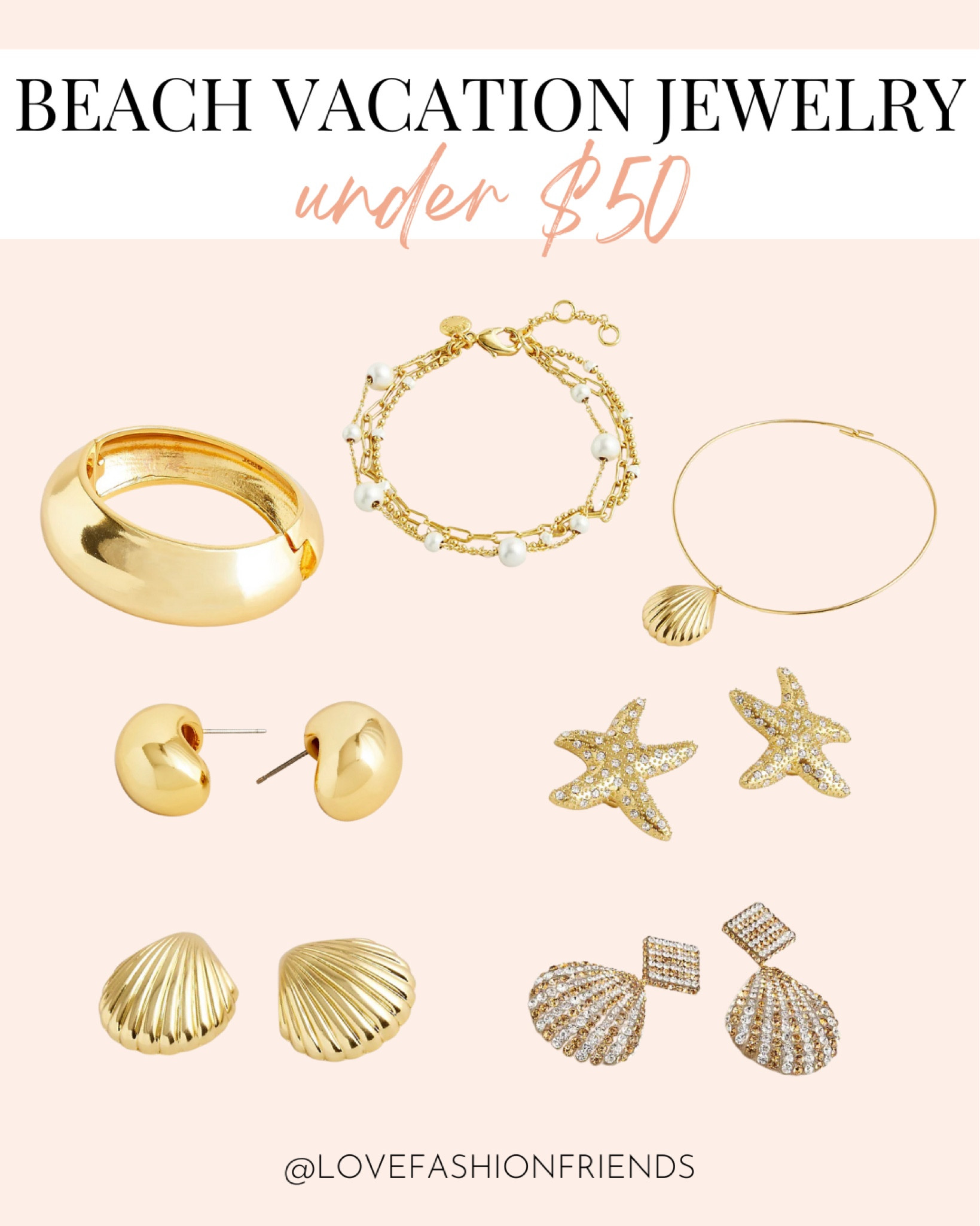 Beach jewelry under $50, wedding guest, summer outfit, travel outfit

#LTKstyletip #LTKunder50 #LTKsalealert