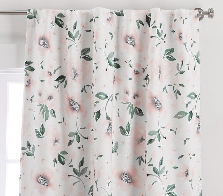 Meredith Floral Blackout Curtain | Pottery Barn Kids