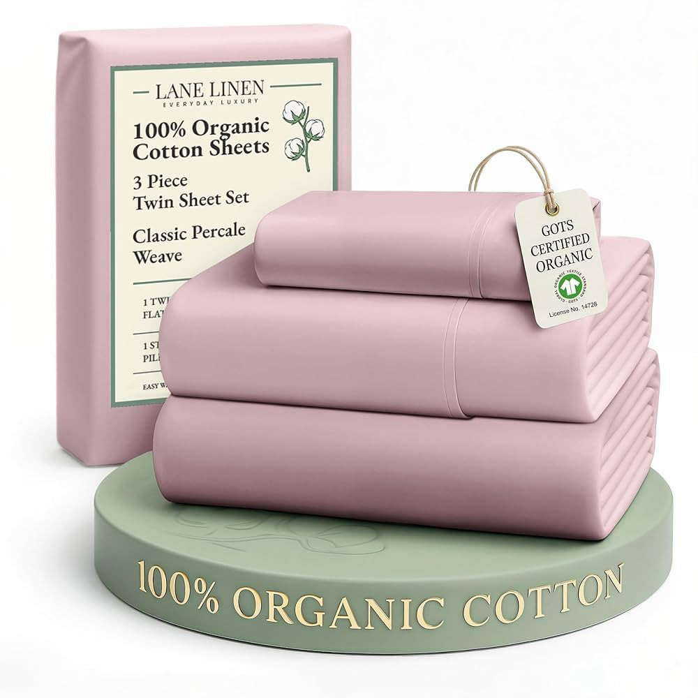 Lane Linen 100% Organic Cotton Twin Sheet Set – 3 Piece Percale Weave Bedding, Soft & Breathabl... | Amazon (CA)