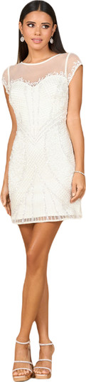 Beaded Bridal Short Dress with Cap Sleeves | Nordstrom