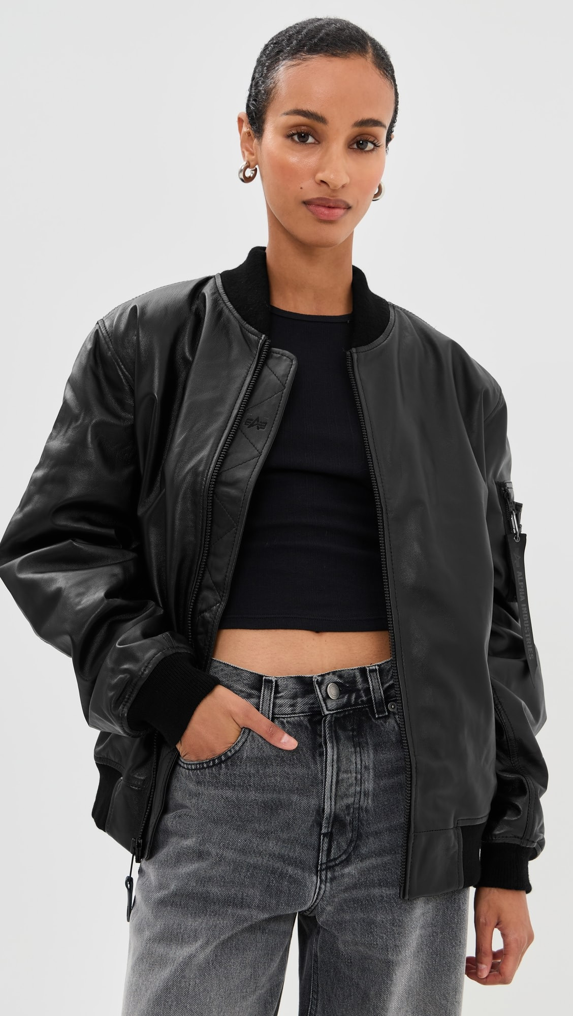 Leather MA-1 Flight Jacket | Shopbop