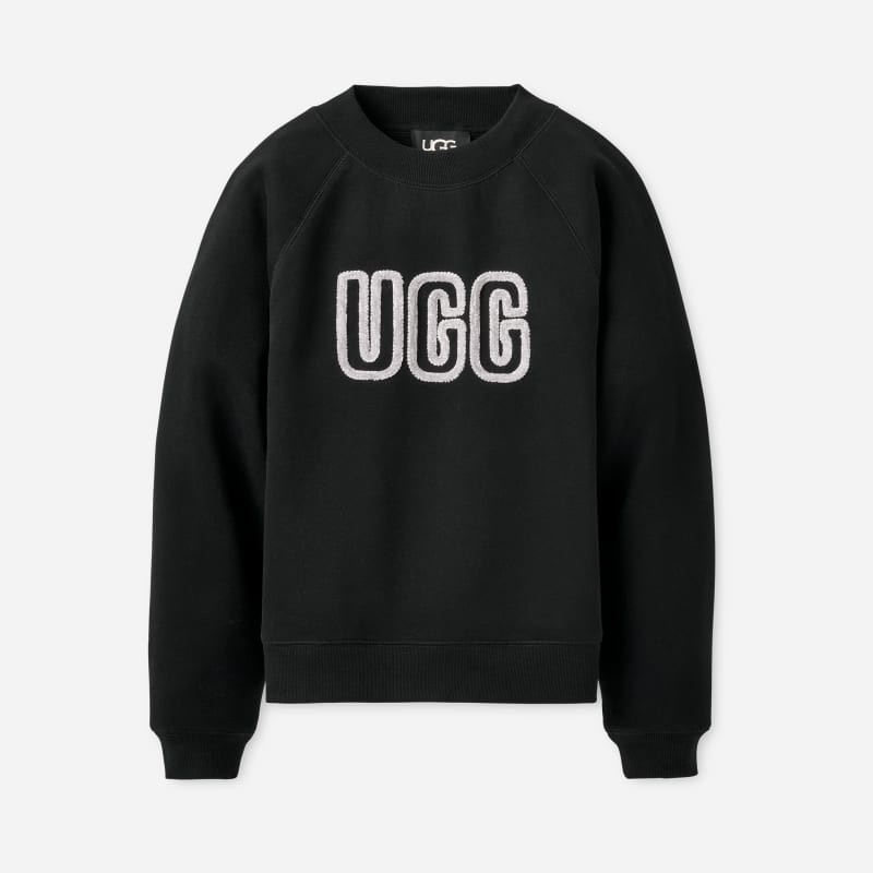 UGG® Women's UGG® Logo Crewneck Cotton Blend Tops in Black, Size L | UGG (US)