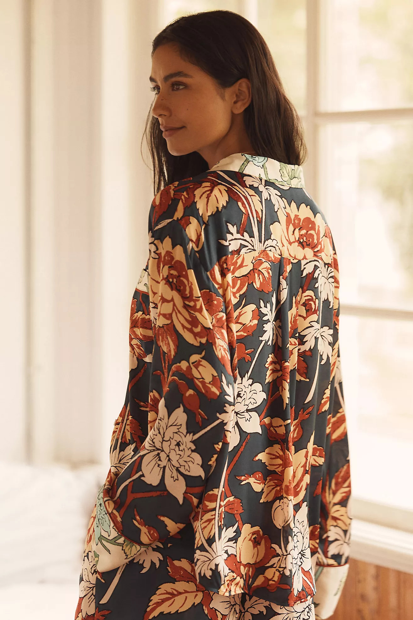The LyreBird Silky Oversized Pajama Shirt | Anthropologie (US)