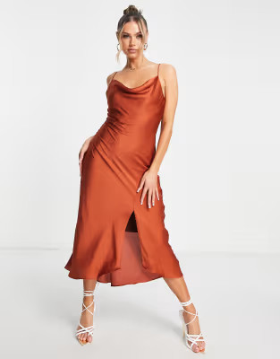 Trendyol midi cami dress in rust satin | ASOS | ASOS (Global)