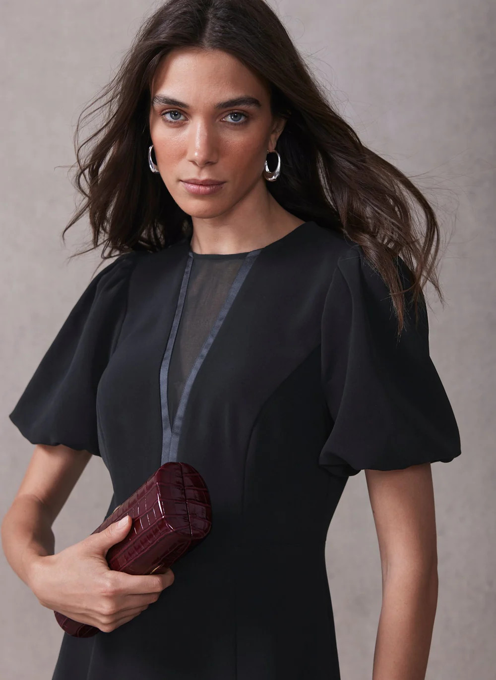 Hope Burgundy Structured Clutch Bag | Mint Velvet