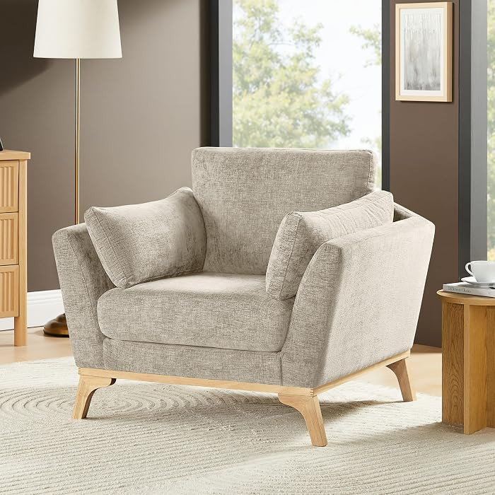 41.7" Large Accent Chair, Comfy Wide Reading Chair, Chenille,Camel | Amazon (US)