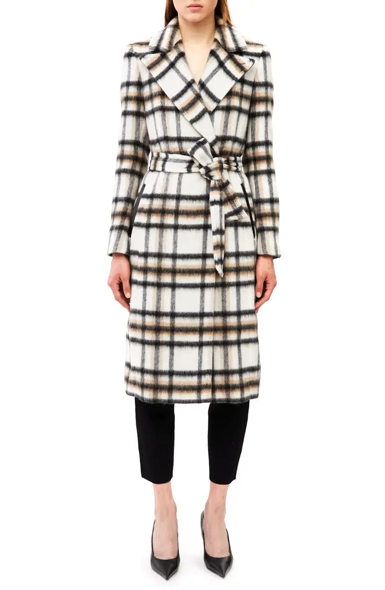 Mackage Sienna Plaid Tie Waist Wool Blend Coat | Nordstrom | Nordstrom