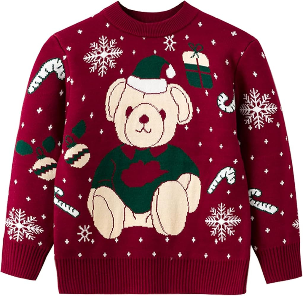 LittleSpring Little Boys Girls Ugly Christmas Sweater Crewneck Knit Cute Pullover | Amazon (US)