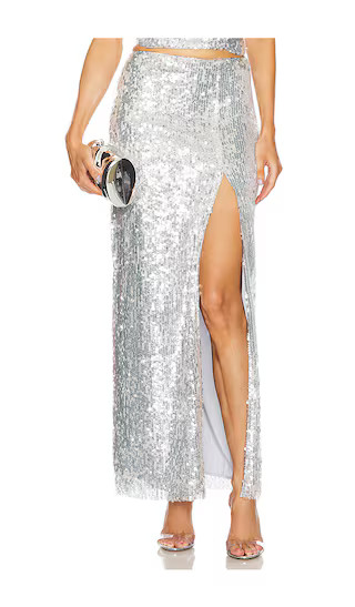 x REVOLVE Seona Maxi Skirt in Silver | Revolve Clothing (Global)