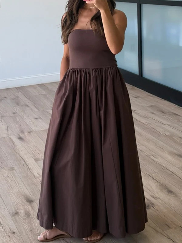 Markey Strapless Maxi Dress | Chocolate | Shop Talulah