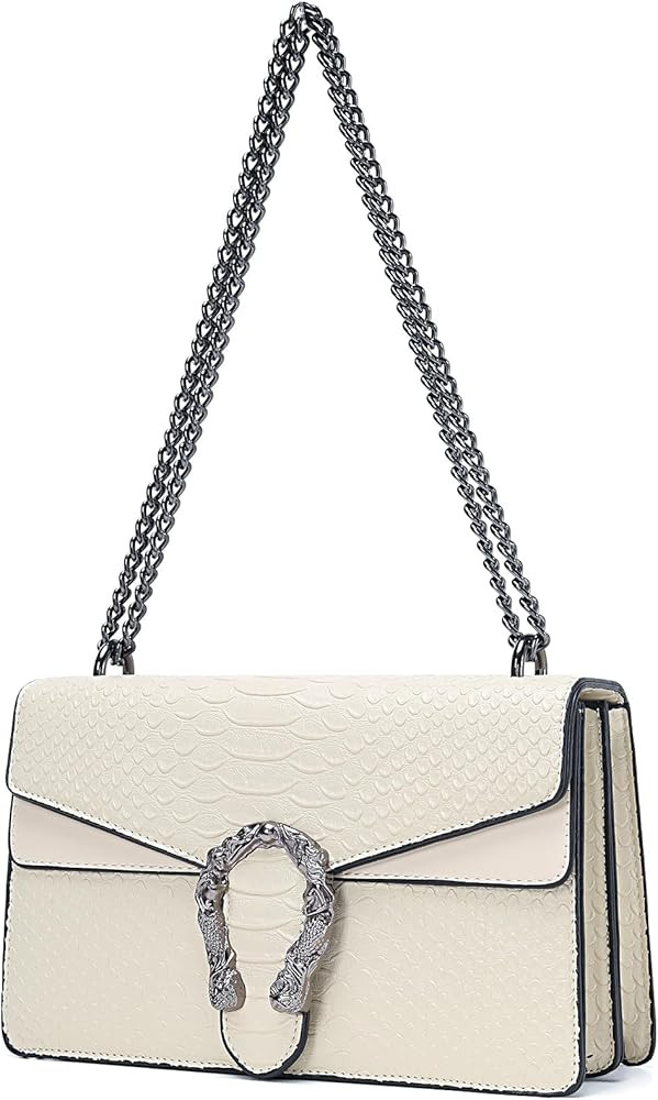 Purse for Women Trendy Leather Shoulder Bag Chain Ladies Crossbody Bags Vintage Crocodile Print S... | Amazon (US)