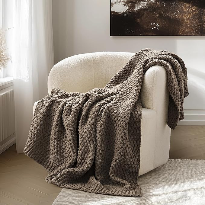 EVERGRACEHOME Chunky Chenille Knit Throw Blanket for Couch, Soft Luxurious Moss Stitch Blankets f... | Amazon (US)