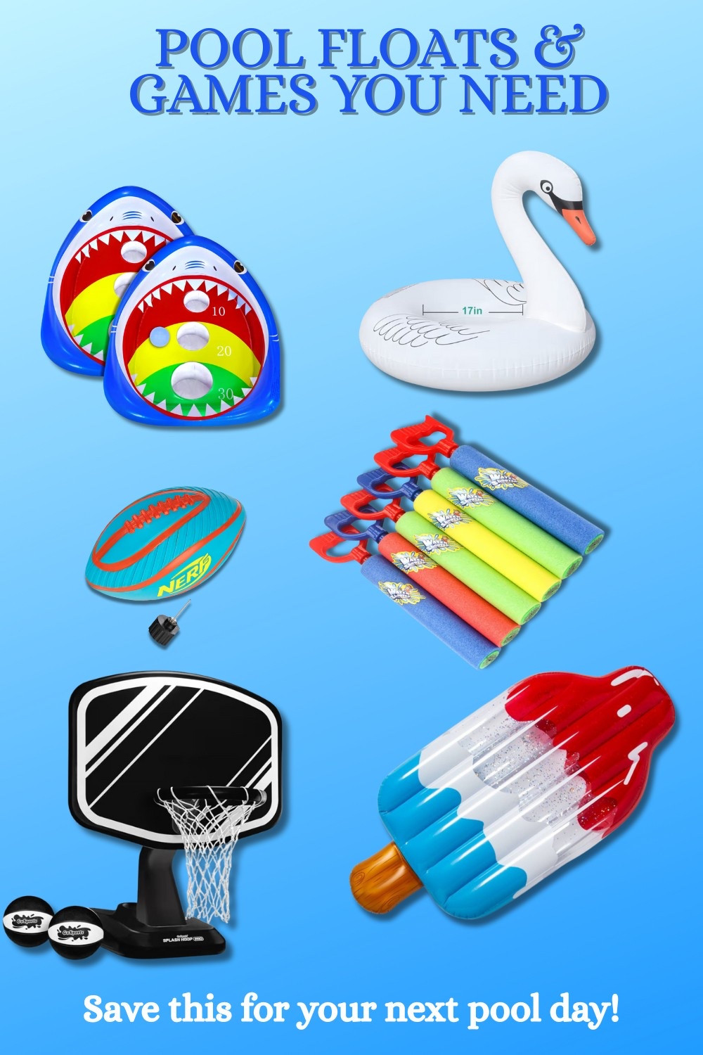 🎉 Pool Floats & Games You Need This Summer! ☀️
Hosting a pool party or just keeping the kids busy? These floats and backyard games are must-haves for summer fun! From giant inflatables to water blasters and a hoop for dunk contests - I’ve rounded up our favorites in one spot. 

Tap to shop everything for your next pool day! 💦
#PoolParty #SummerEssentials #OutdoorFun #LTKSummer #HomeFindsByChristina #PoolDayVibes

#LTKHome