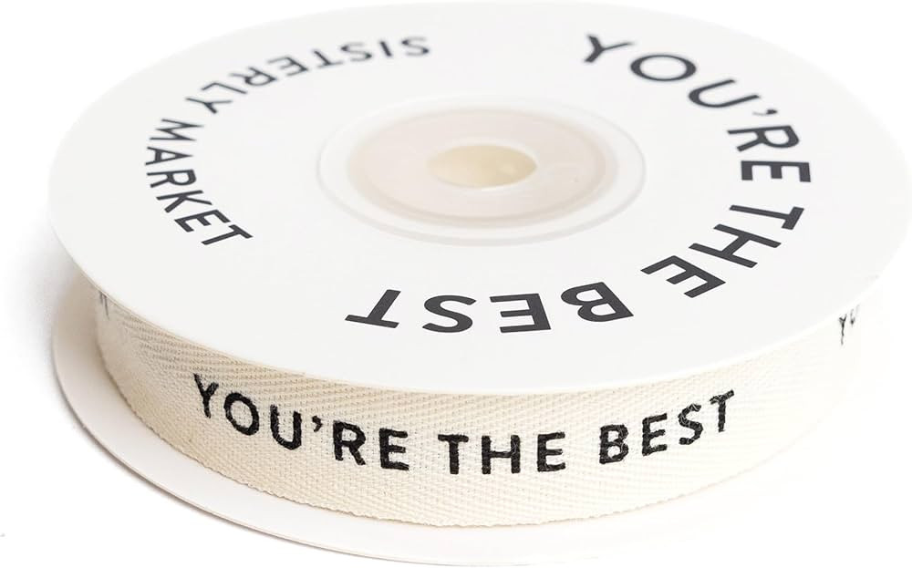 Custom Herringbone Cotton Ribbon, Natural 5/8 Inch Gift Ribbon with You’re The Best Printed Phr... | Amazon (US)