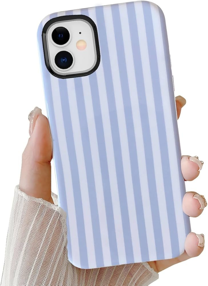 Cute Case for iPhone 12 Mini, Striped Phone Case for iPhone 13 Mini Aesthetic Pattern Design, Hyb... | Amazon (US)