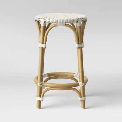 Perry Rattan Backless Woven Counter Height Barstool Cream - Threshold™ | Target