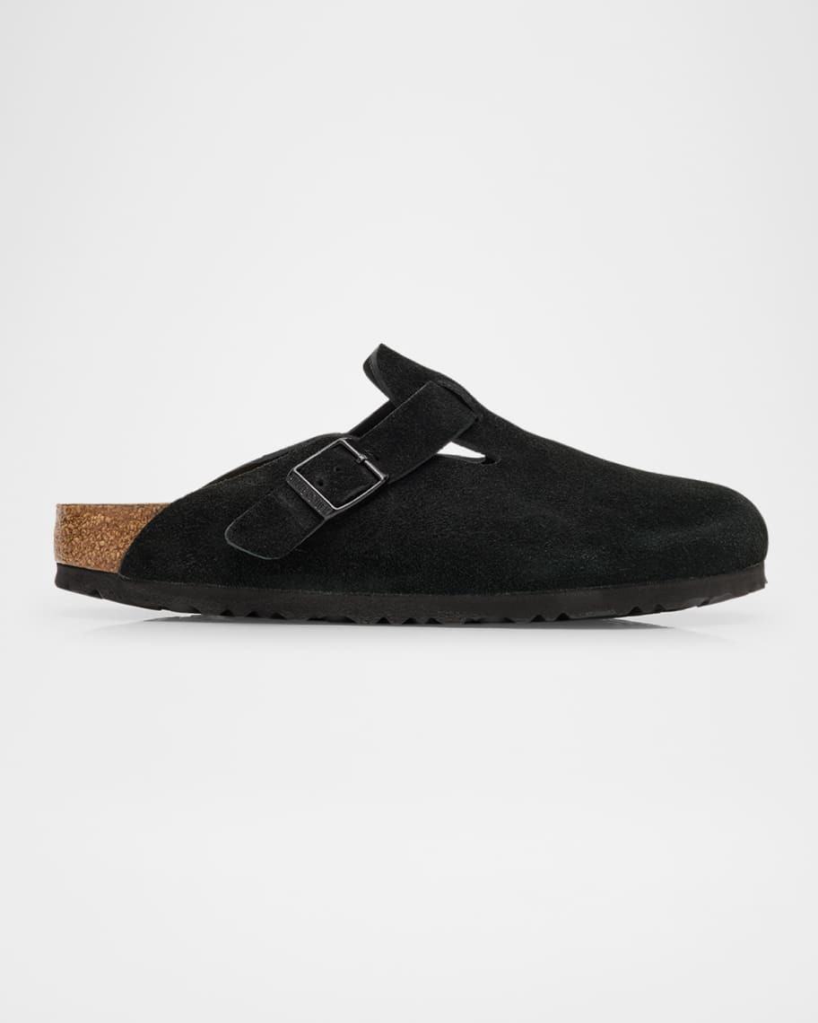 BIRKENSTOCK Boston Suede Buckle Clogs | Neiman Marcus