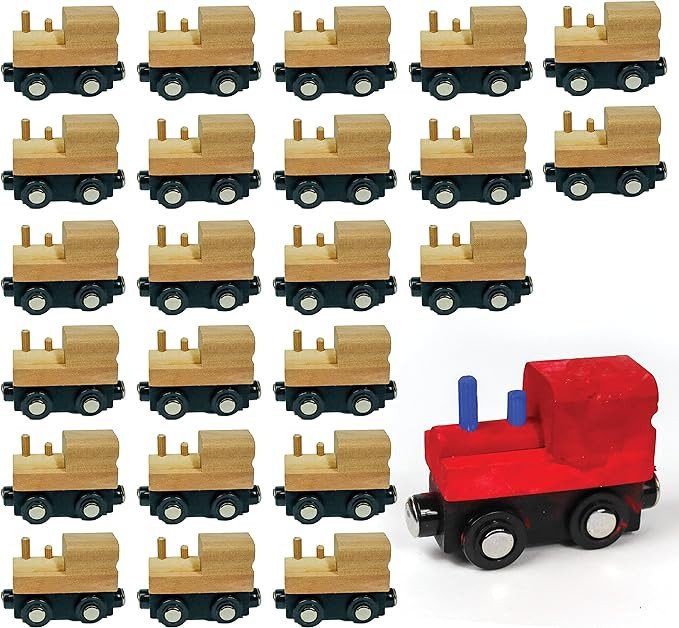 Upper Midland Products 24 Wooden Trains - DIY Unpainted Magnetic Wooden Train Cars - Unfinished P... | Amazon (US)