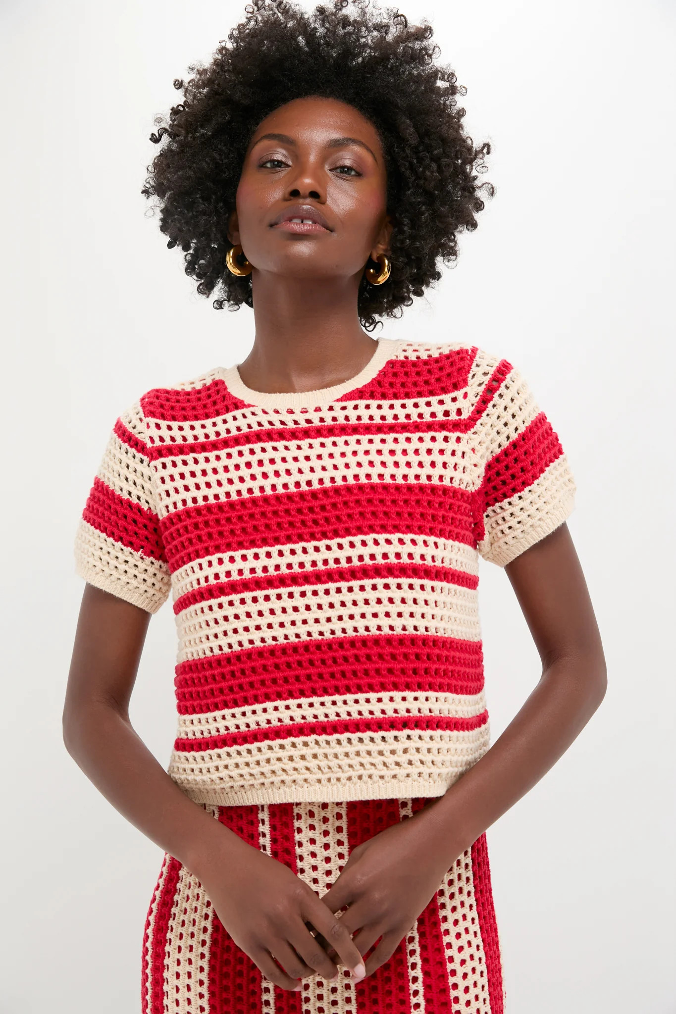 Burnt Red & Beige Striped Knit Ren Top | Tuckernuck (US)