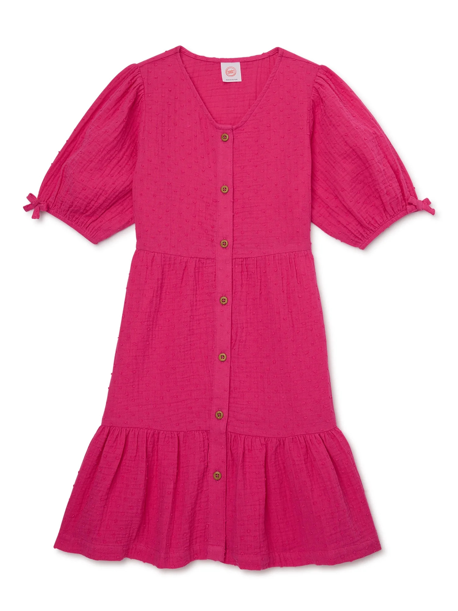 Wonder Nation Girls Woven Button Down Dress with Ruffle Hem, Sizes 4-18 | Walmart (US)