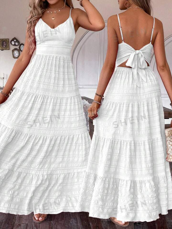 SHEIN Frenchy Women's Ruffle Hem Spaghetti Strap Dress | SHEIN