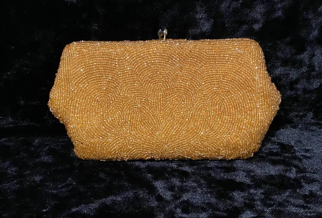 Vintage Bonwit Teller Beaded Clutch - Made in Belgium for Bonwit Teller Chicago, Golden Orange Co... | Etsy (US)