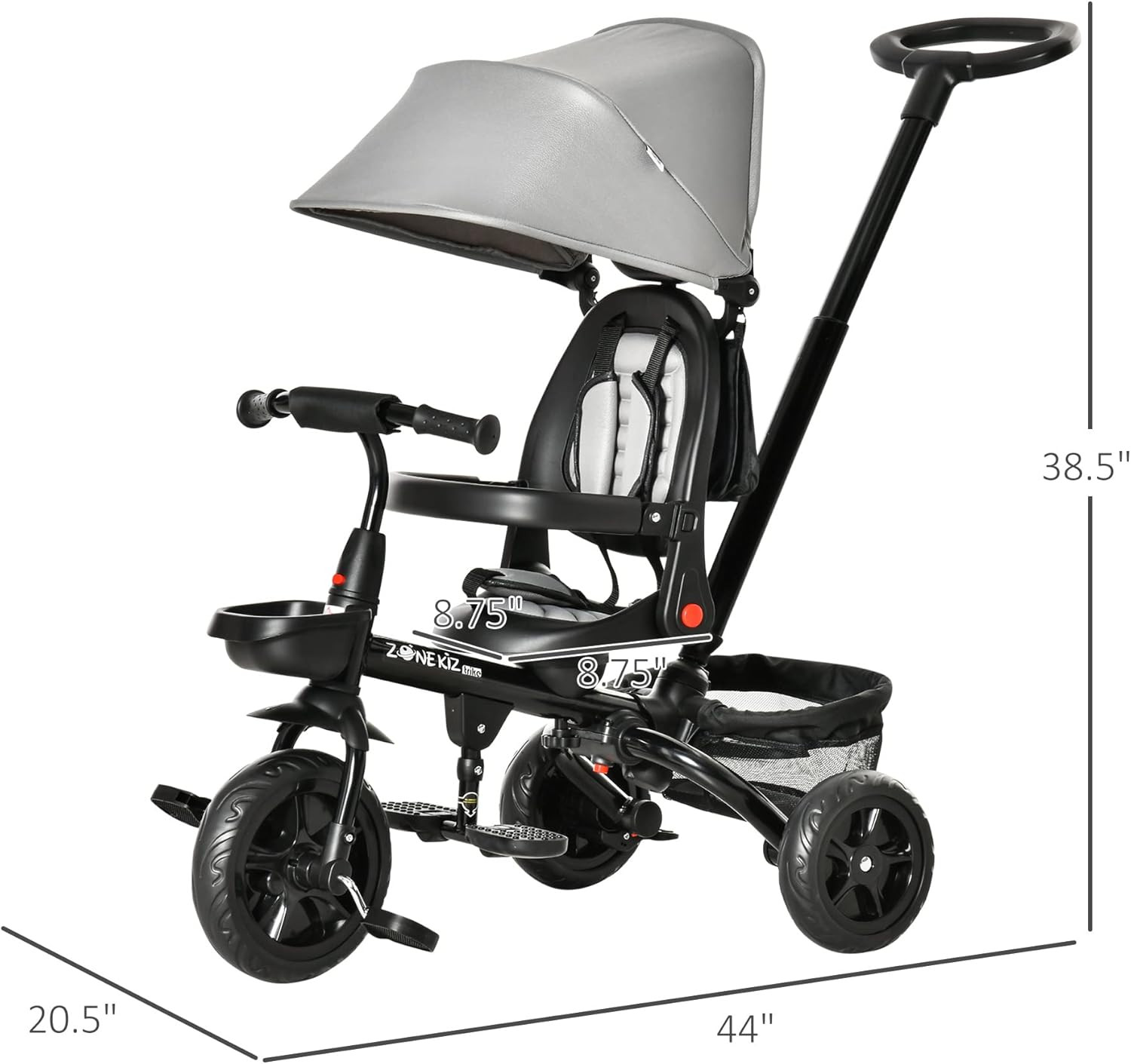 Qaba Baby Tricycle 4 in 1 Trike w/Reversible Angle Adjustable Seat Removable Handle Canopy Handra... | Amazon (US)