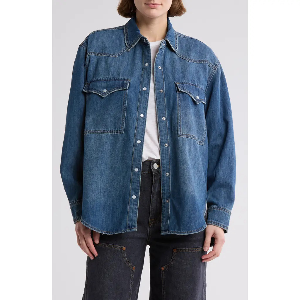 BLANKNYC Oversize Denim Shirt Jacket in Rain Shower at Nordstrom Rack, Size X-Small | Nordstrom Rack