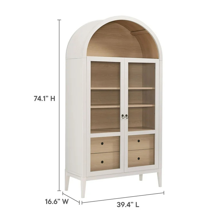 Modway Nolan 74" Tall Arched Storage Display Cabinet in Ivory Oak | Walmart (US)