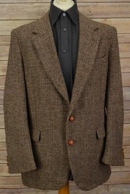 Mens Harris tweed brown 42 regular wool jacket single breast vintage coat | eBay UK
