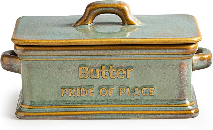 Butter Dish with Lid, Ceramic Butter Holder Container Large Butter Dish for Countertop Farmhouse ... | Amazon (US)