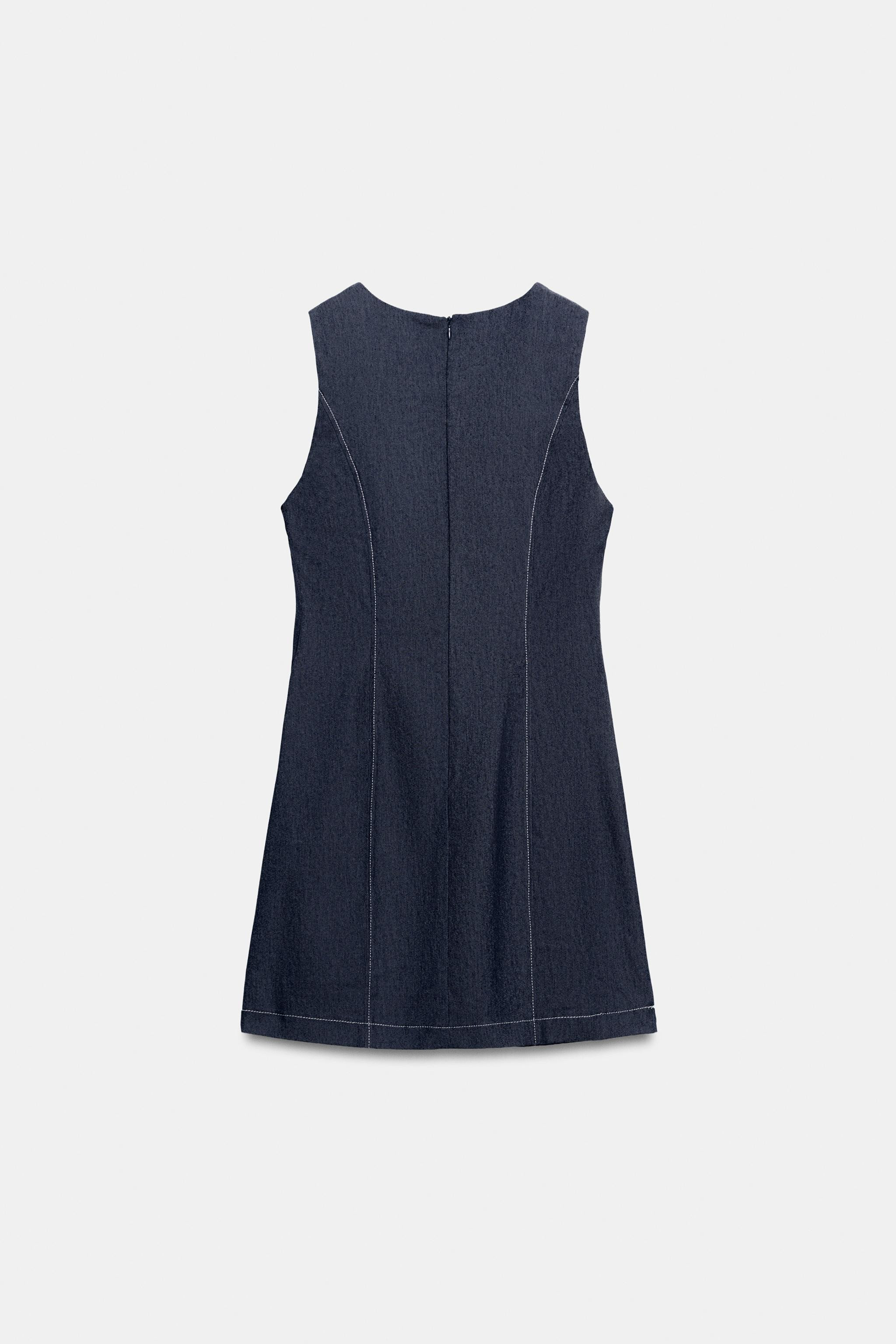 ASYMMETRIC TRF HALTER DENIM DRESS | Zara US
