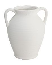12in Textured Ceramic Vase With Handles | TJ Maxx