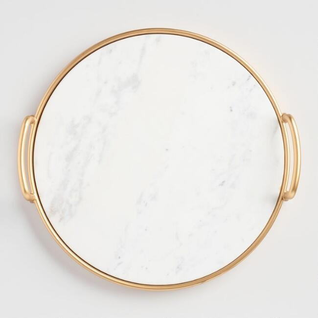 Marble And Gold Serving Tray | World Market