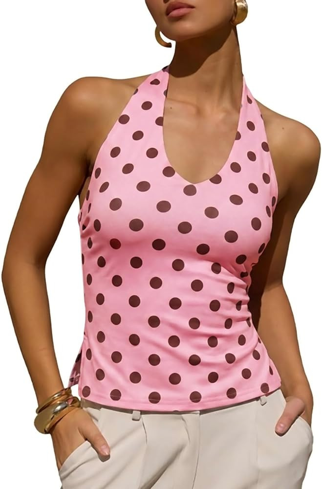 Tankaneo Womens Sexy Halter Tops Summer Backless Sleeveless Going Out Tank | Amazon (US)