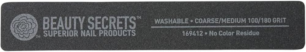 Beauty Secrets 100/180 Rectangular Black Cushion Nail File Black | Amazon (US)