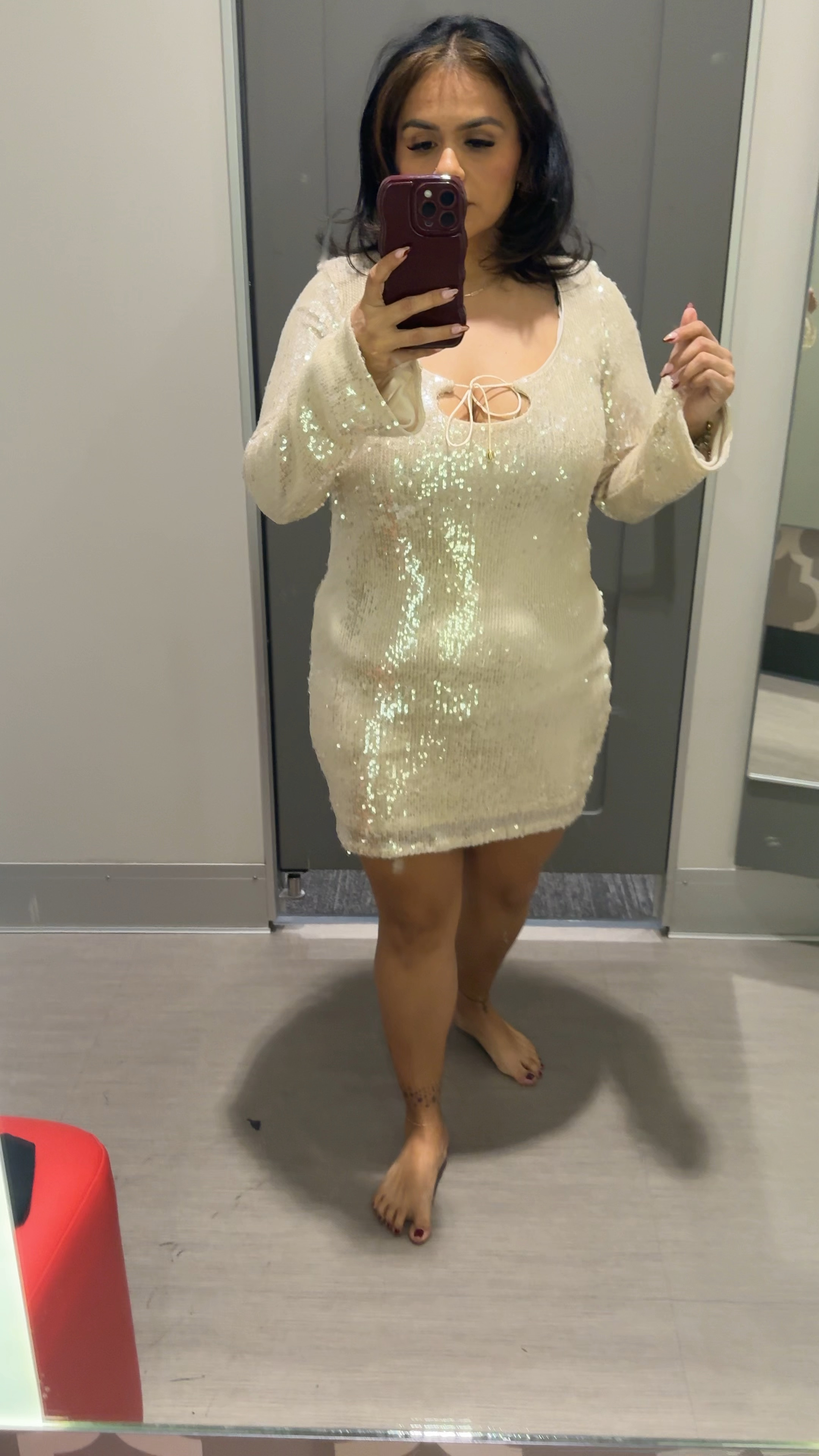 Target has the cutest holiday dresses 🏃🏽‍♀️ wearing a medium could size up for a looser fit 

#LTKMidsize #LTKHoliday